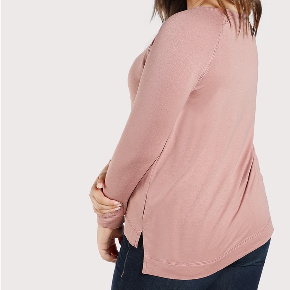 ➕🆕🌹Pink long sleeve high low hem shirt - Picture 5 of 7